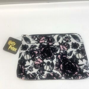 Harry Potter cosmetic pencil bag pink and black floral NWT